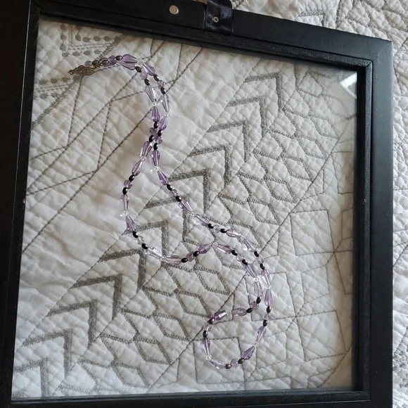 Ametist Genuine Sterling 925°Purple Beaded Necklace And Big Stone CZ